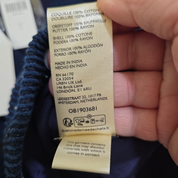 NWT Pilcro Navy Blue Cropped Denim Peacoat Jacket Large - Picture 8 of 10